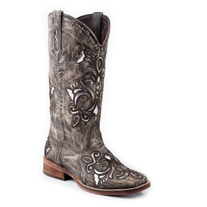 921901671TA Women's Roper Metallic Insert Square Toe Cowboy Boot